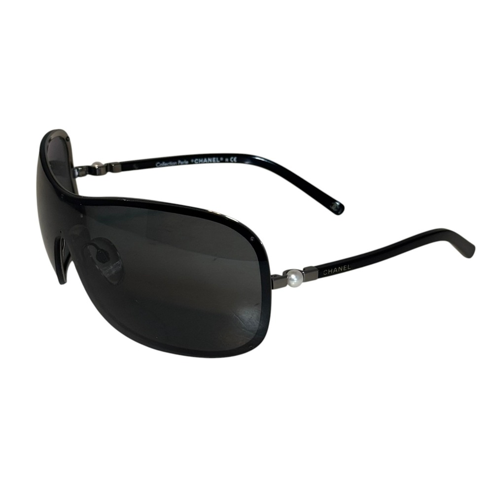 CHANEL 4170-H Collection Perle Shield Sunglasses Black Pearl Italy Authentic
